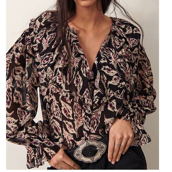 ba&sh Black Genny Ruffle Top - Small NWT - Picture 2 of 11